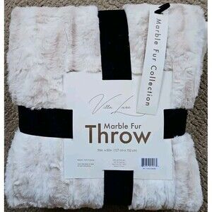 Villa Luxe Luxury Marble Fur Throw Soft Luxurious Warm 50x60" Plush Blanket NEW